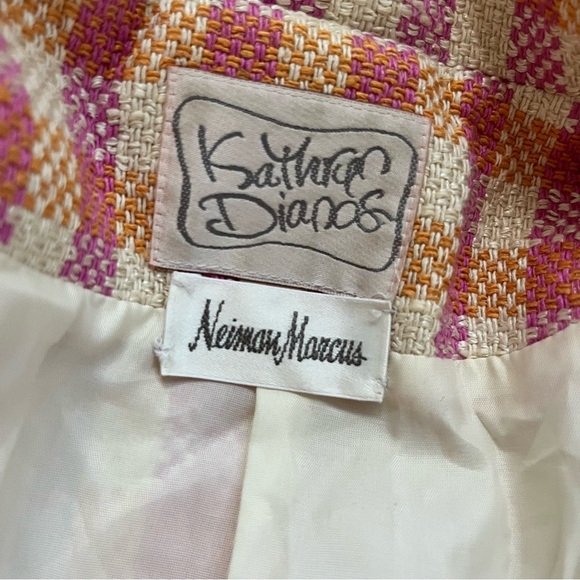 Vintage Kathryn Dianos Neiman Marcus Plaid Check Silk Cotton Blazer Size 8 - Picture 10 of 16